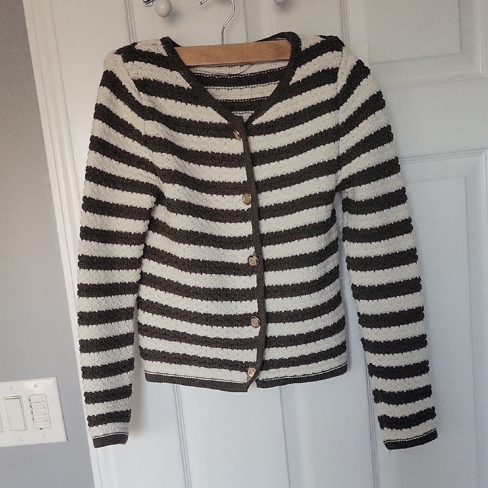SALE!!Mango Women's Olive and cream Cardigan Sweater